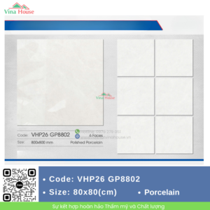 Gạch ốp lát 80x80 Viglacera VHP26 GP8802 Bóng