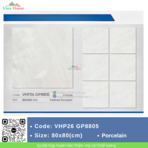 Gạch ốp lát 80x80 Viglacera VHP26 GP8805 Bóng