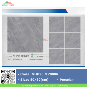 Gạch ốp lát 80x80 Viglacera VHP26 GP8806 Bóng