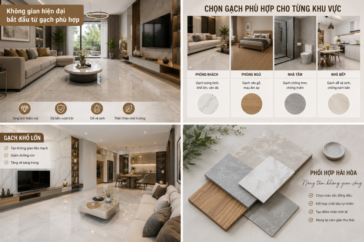 Không Gian Sống Hiện Đại Bắt Đầu Từ Việc Chọn Gạch Phù Hợp