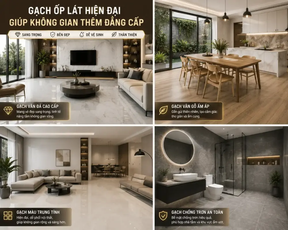 Gạch Ốp Lát Hiện Đại Giúp Không Gian Thêm Đẳng Cấp