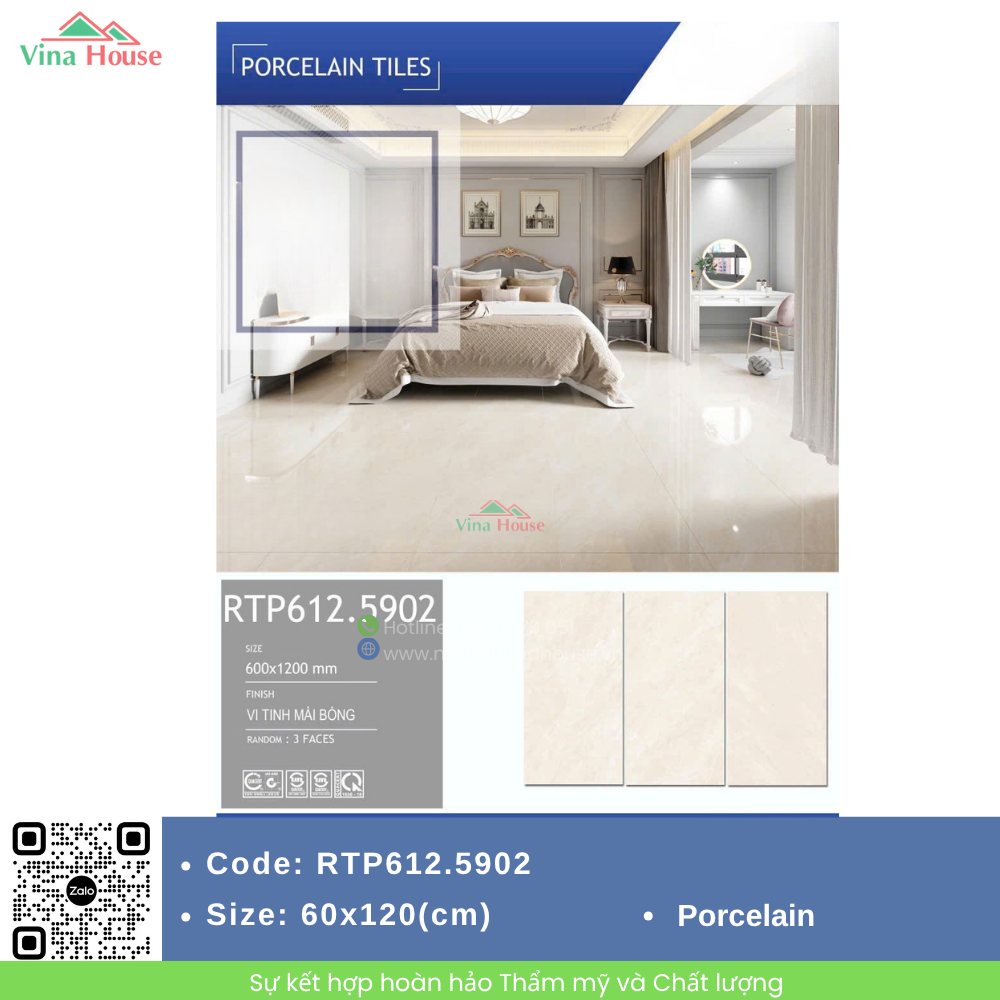 Gạch lát nền 60x120 Redstarcera 612.5902 Bóng đẹp