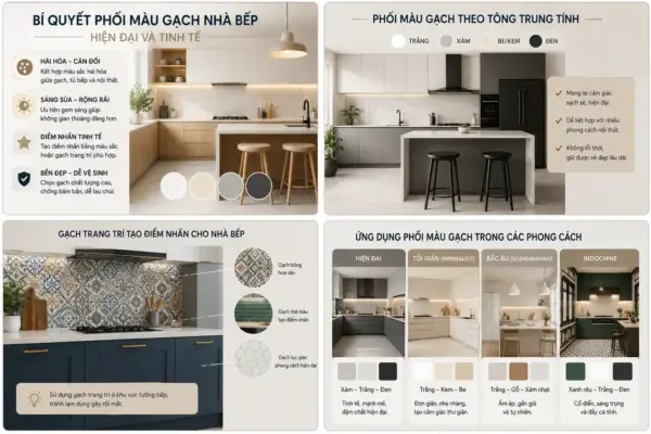Bí Quyết Phối Màu Gạch Nhà Bếp Hiện Đại Và Tinh Tế