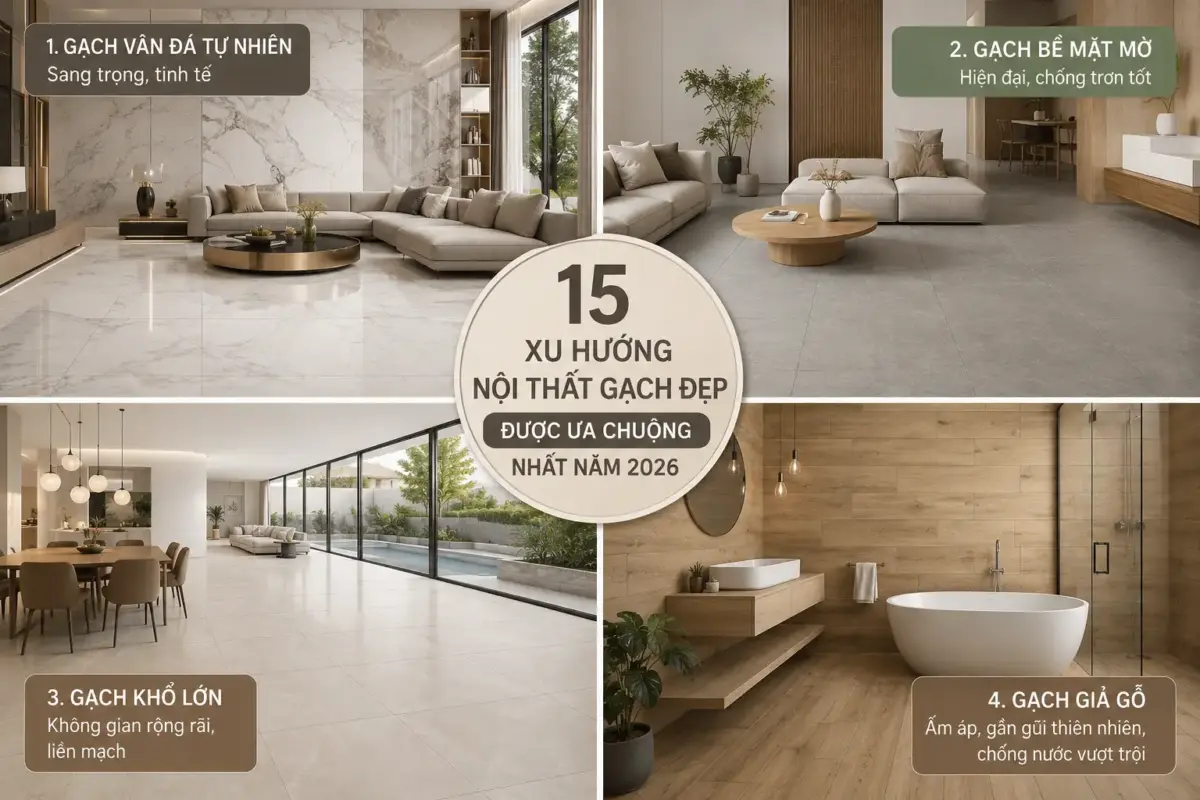 15 Xu Hướng Nội Thất Gạch Đẹp Được Ưa Chuộng Nhất Năm 2026