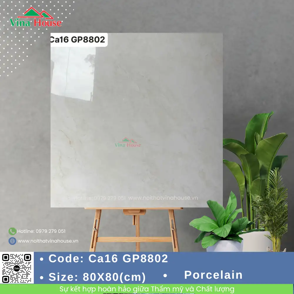Gạch ốp lát 80x80 Viglacera CA16 GP8802 Bóng