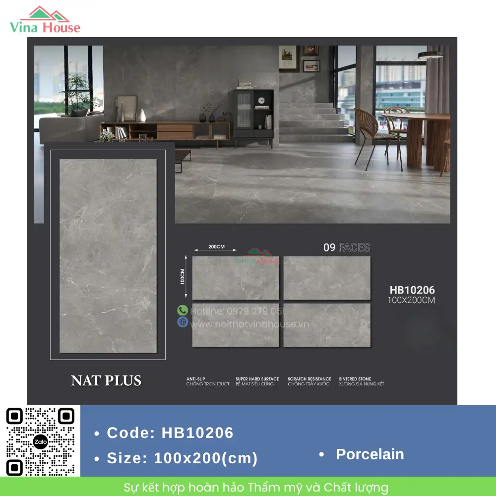 Gạch ốp lát 100x200 Trung Quốc HB10206 matt
