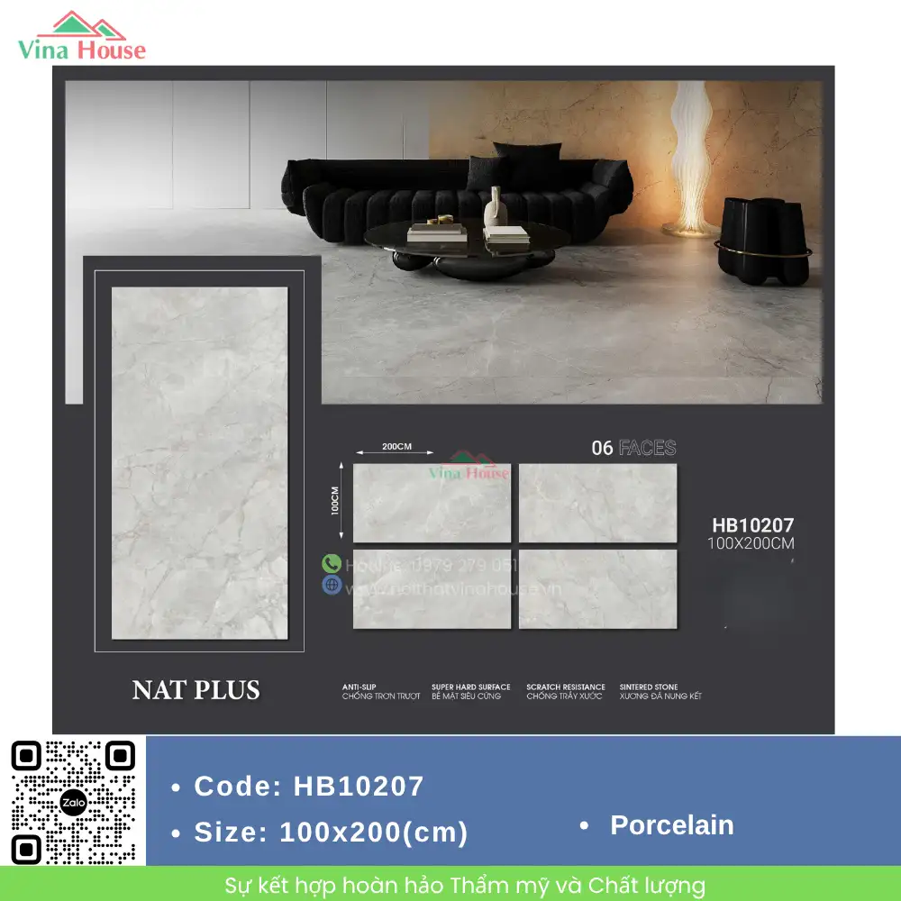 Gạch ốp lát 100x200 Trung Quốc HB10207 matt