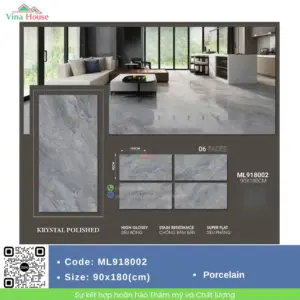 Gạch ốp lát 90X180 Trung Quốc ML918002 bóng