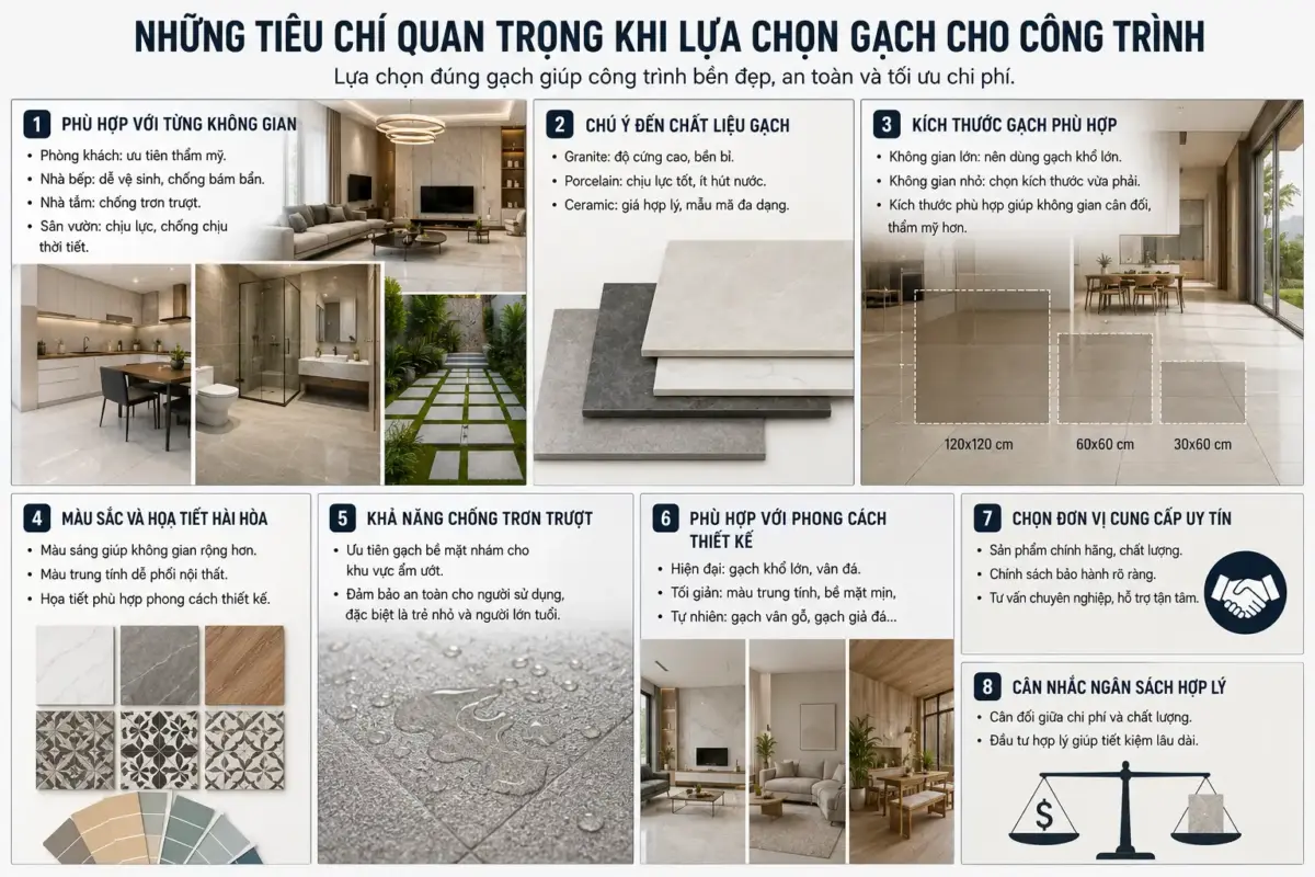 Những Tiêu Chí Quan Trọng Khi Lựa Chọn Gạch Cho Công Trình