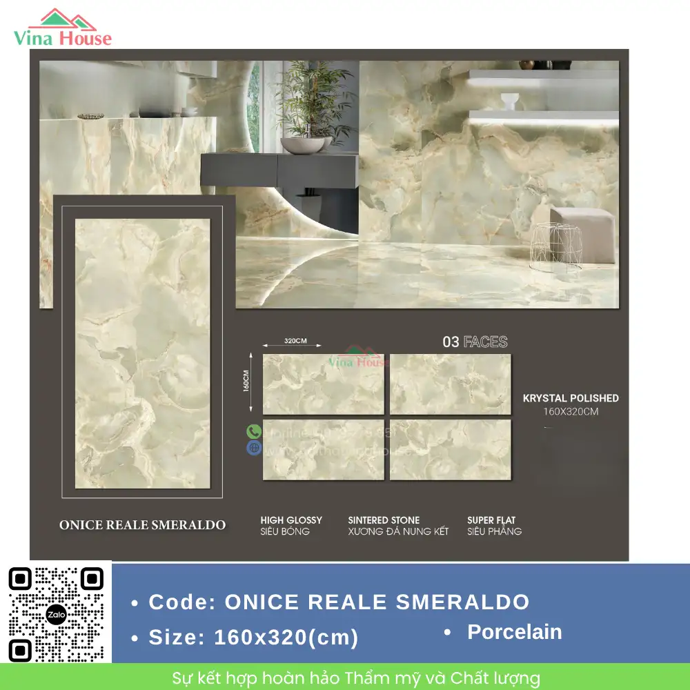 Gạch 160x320 Trung Quốc ONICE REALE SMERALDO