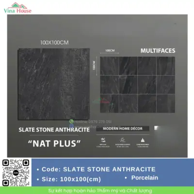 Gạch 100X100 Trung Quốc SLATE STONE ANTHRACITE