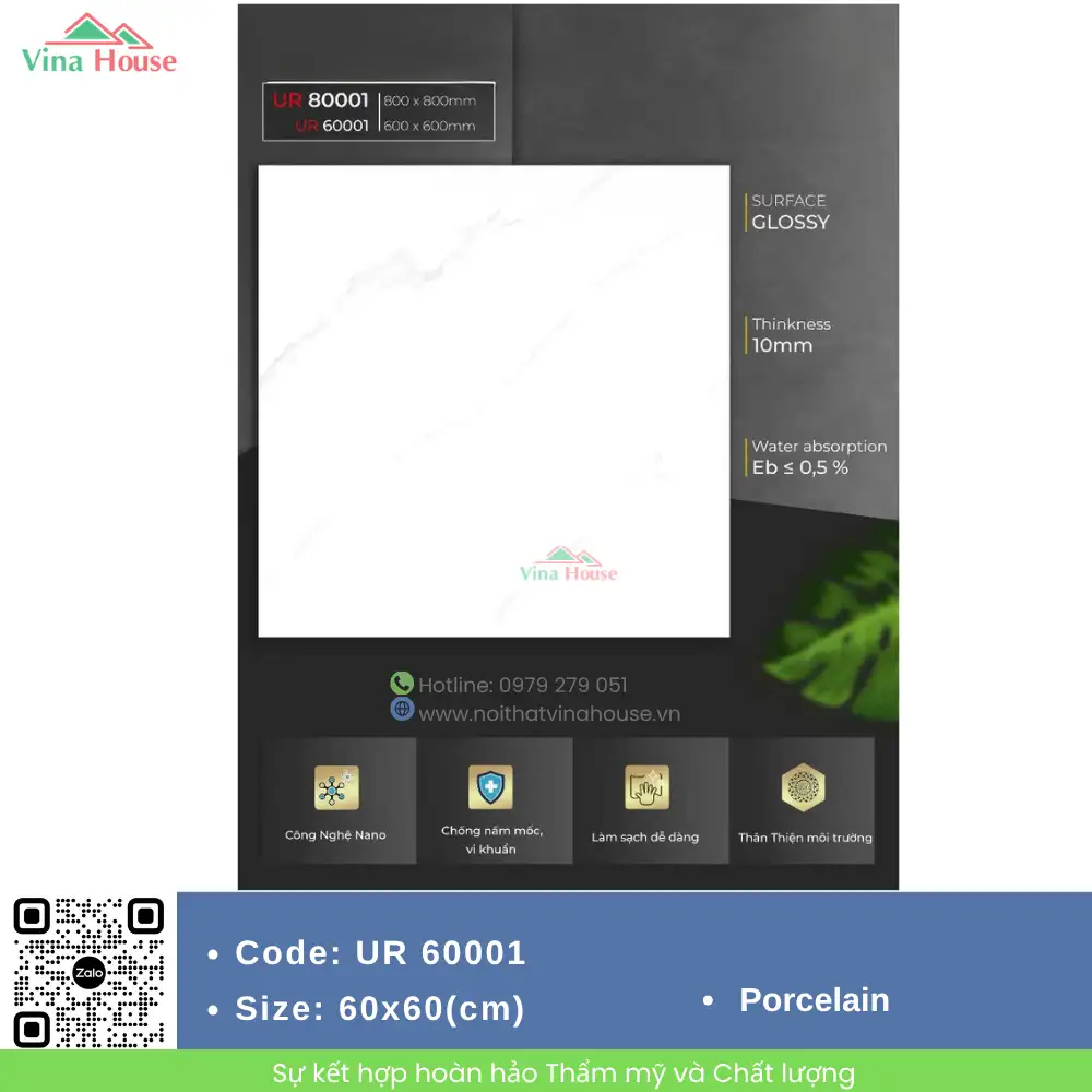 Gạch 60x60 SCT UR60001 Bóng