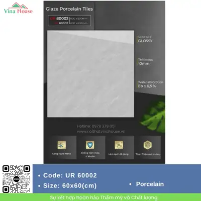 Gạch 60×60 SCT UR60002 Bóng