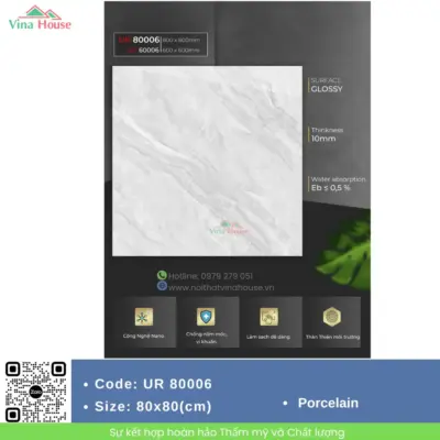 Gạch 80×80 SCT UR8006 Bóng Sang Trọng