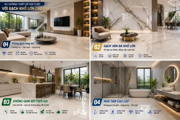 Xu Hướng Thiết Kế Nội Thất Với Gạch Khổ Lớn Cao Cấp