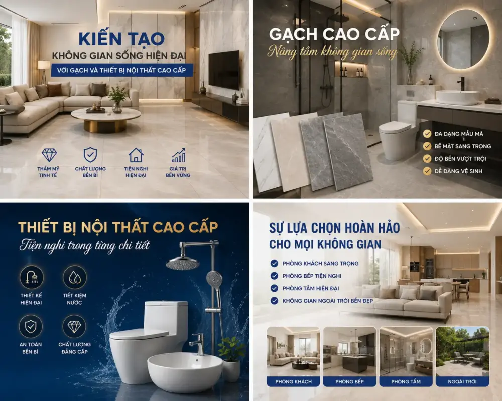 Kiến Tạo Không Gian Sống Hiện Đại Với Gạch Và Thiết Bị Nội Thất Cao Cấp