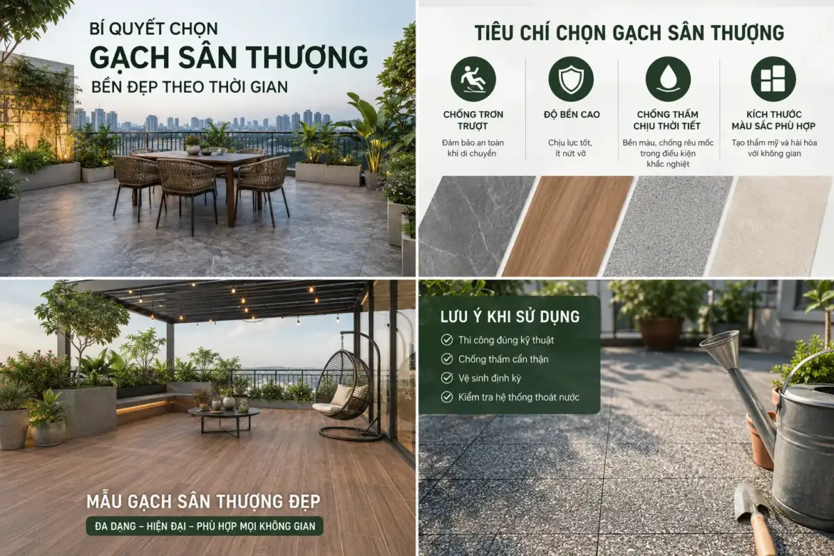 Bí Quyết Chọn Gạch Sân Thượng Bền Đẹp Theo Thời Gian