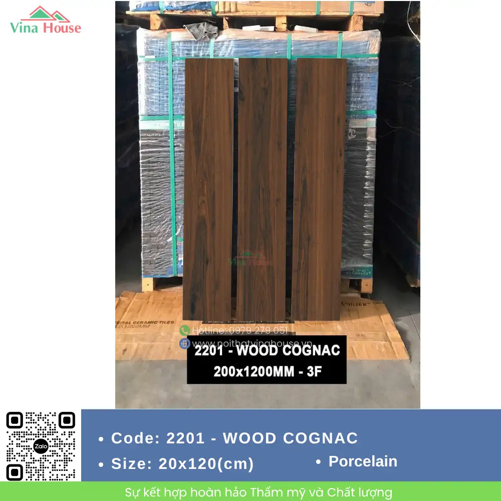 Gạch 20x120 Ấn Độ 2201- WOOD COGNAC