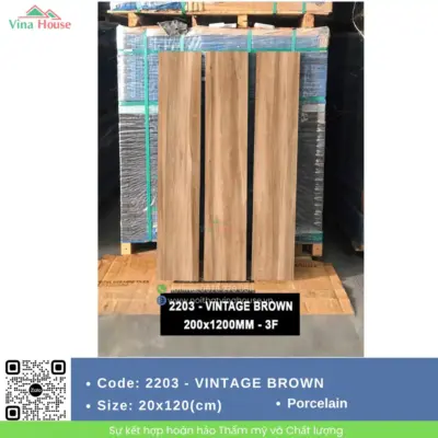 Gạch 20×120 Ấn Độ 2203- VINTAGE BROWN