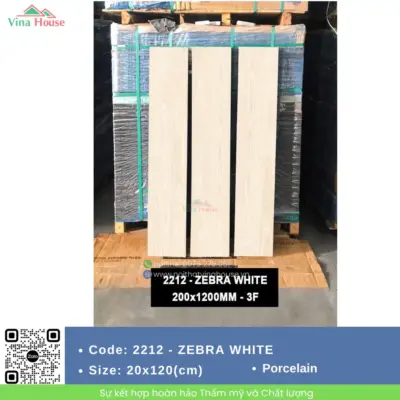 Gạch 20×120 Ấn Độ 2212 – ZEBRA WHITE