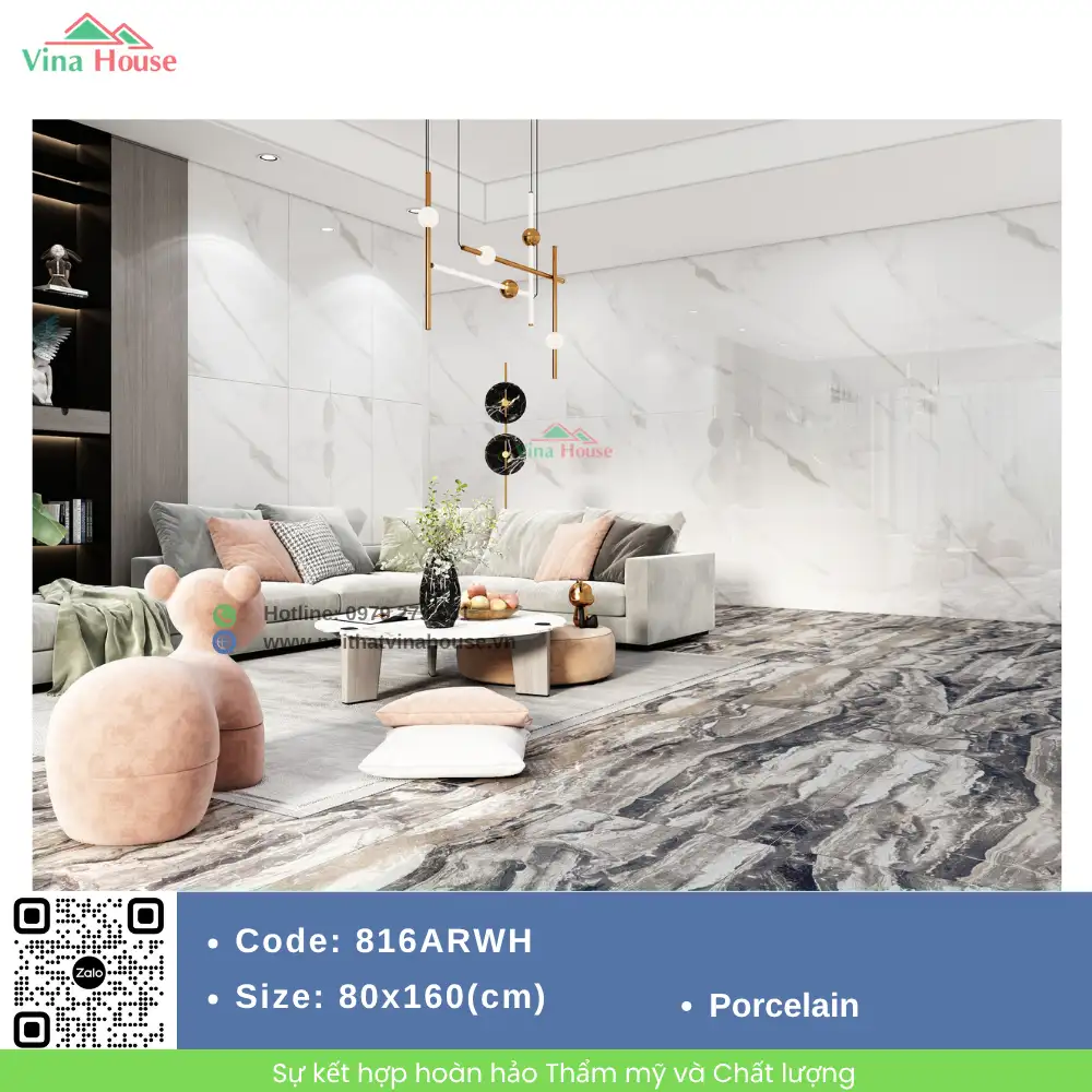 Gạch 80x160 Ấn Độ 816ARWH bóng Gạch 80x160 Ấn Độ 816ARWH bóng