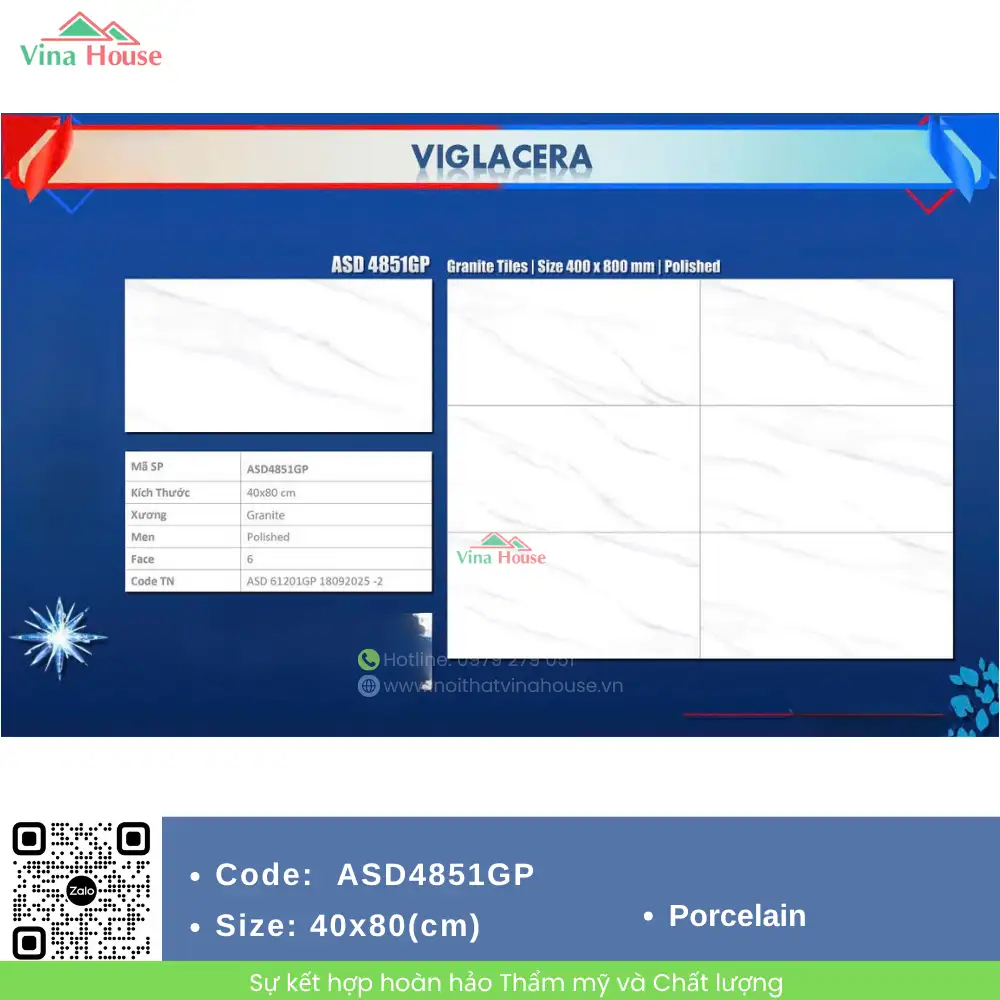 Gạch ốp tường 40x80 Viglacera ASD4851GP