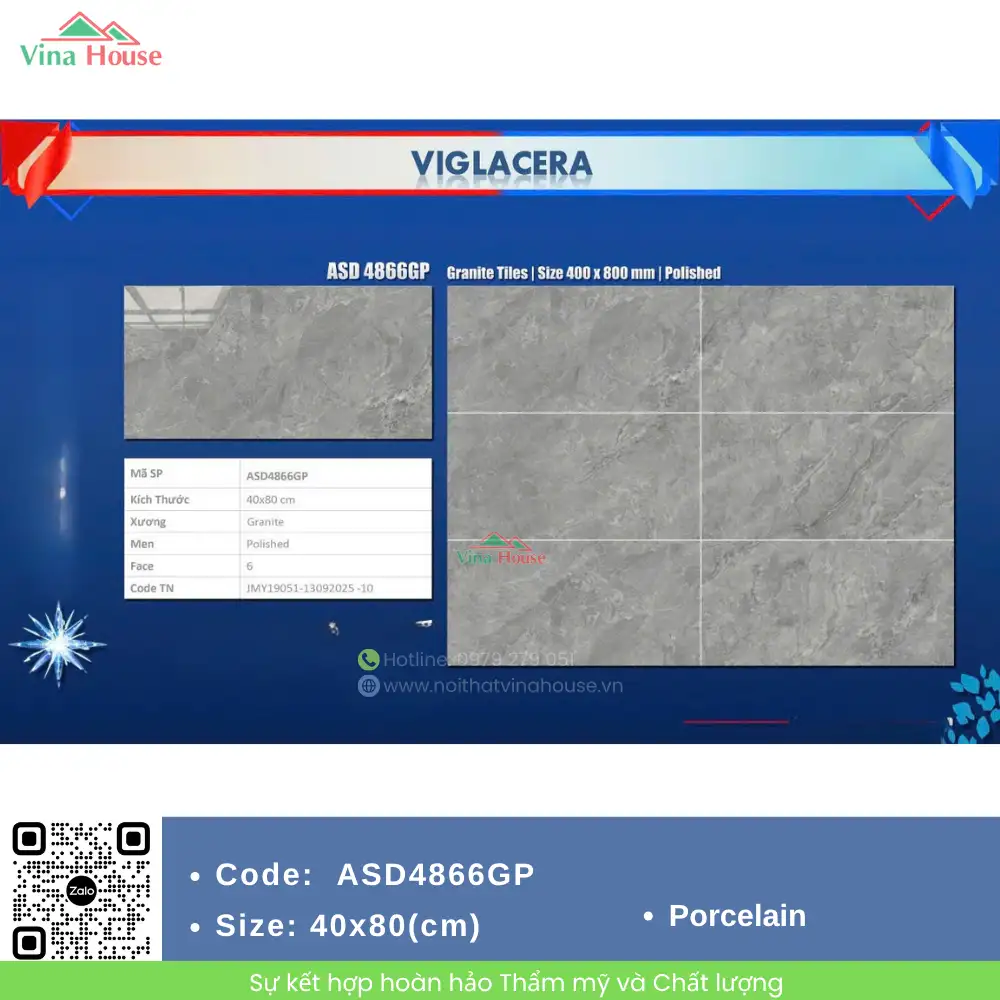 Gạch ốp tường 40x80 Viglacera ASD4866GP