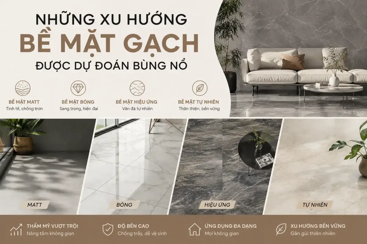 Những Xu Hướng Bề Mặt Gạch Được Dự Đoán Bùng Nổ