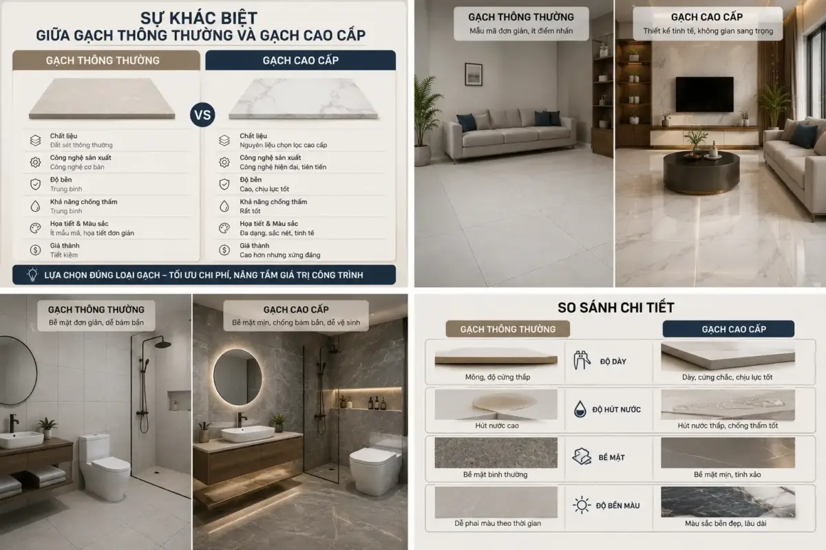 Sự Khác Biệt Giữa Gạch Thông Thường Và Gạch Cao Cấp