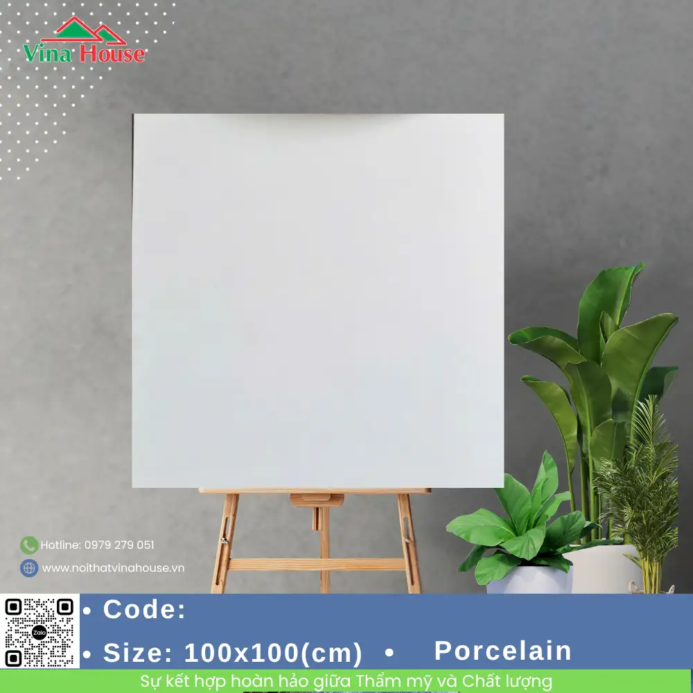 Gạch 100X100 Trung Quốc Trắng Trơn Mờ