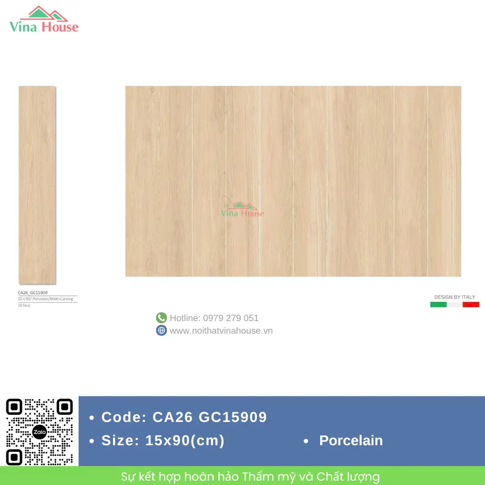 Gạch Vân Gỗ 15x90 Viglacera CA26 GC15909
