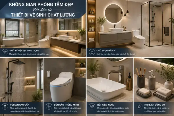 Khám phá bí quyết tạo phòng tắm đẹp với thiết bị vệ sinh chất lượng, thiết kế hiện đại, bền bỉ, tiện nghi và nâng tầm không gian sống mỗi ngày.