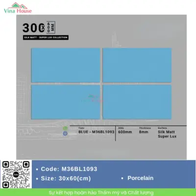 Gạch 30×60 APODIO ML36BL1093 mat màu xanh