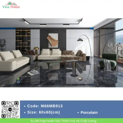 Gạch 60×60 APODIO M66MB913 Bóng