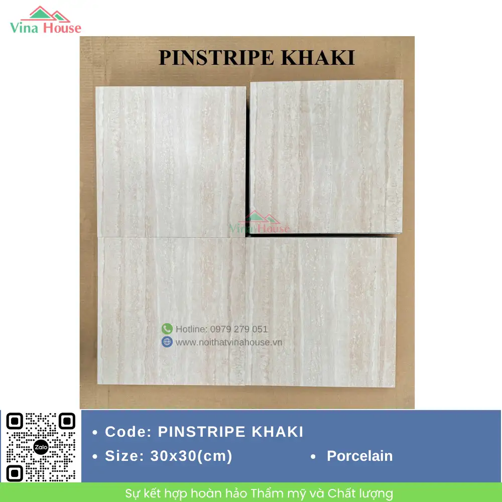 Gạch 30x30 Hoàng Gia PINSTRIPE KHAKI Matt