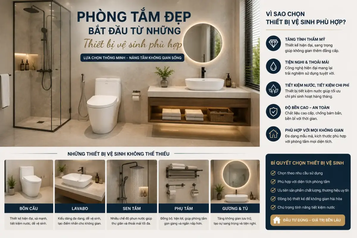 Phòng Tắm Đẹp Bắt Đầu Từ Những Thiết Bị Vệ Sinh Phù Hợp