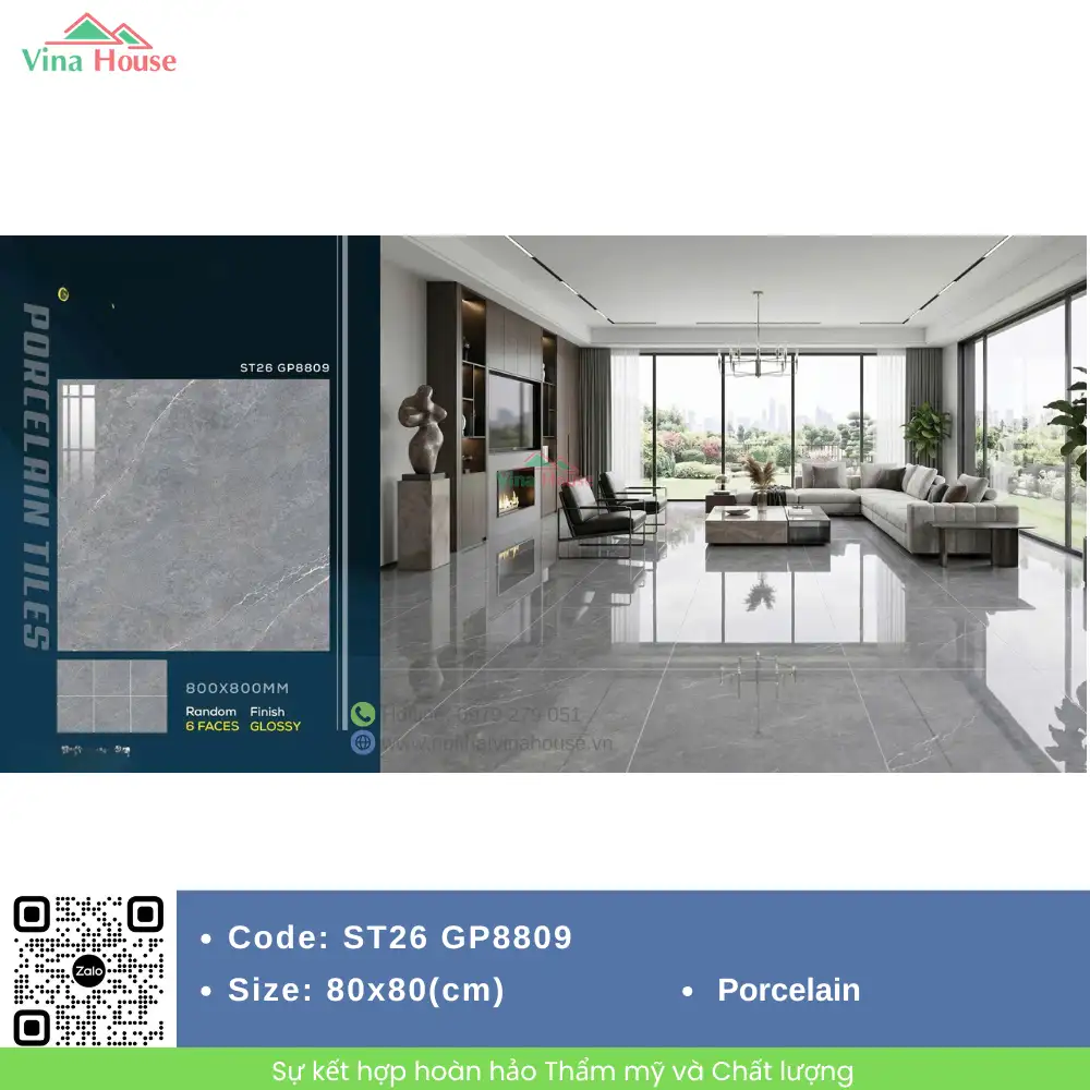 Gạch 80x80 Viglacera ST26 GP8809 Bóng Gạch 80x80 Viglacera ST26 GP8809 Bóng