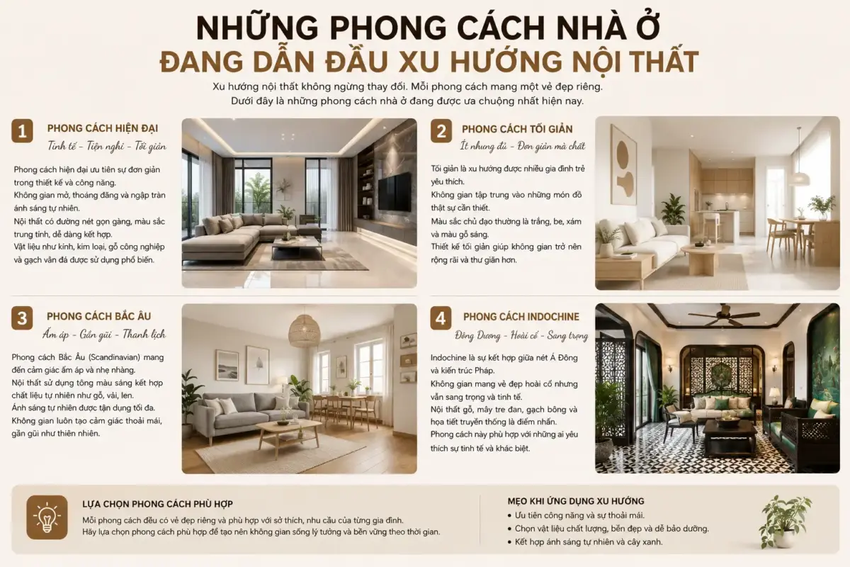 Những Phong Cách Nhà Ở Đang Dẫn Đầu Xu Hướng Nội Thất