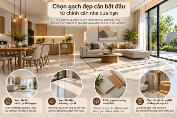 Nhà Nhiều Hay Ít Ánh Sáng? Chọn Gạch Đúng Cách Để Không Gian Đẹp Hơn