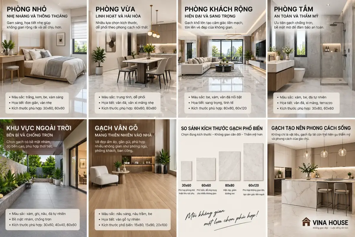 Chọn Gạch Theo Diện Tích Phòng: Bí Quyết Giúp Không Gian Cân Đối Và Đẹp Hơn