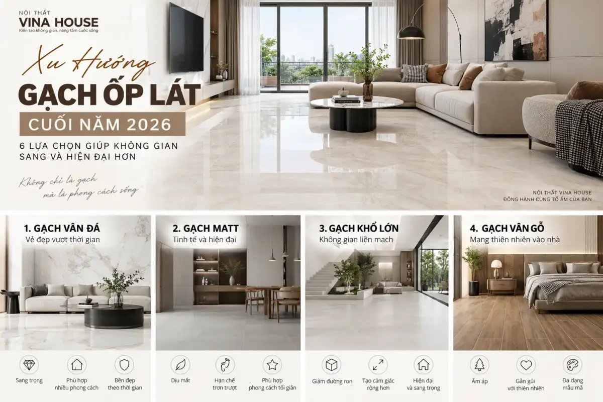 Xu Hướng Gạch Ốp Lát Cuối Năm 2026: 6 Lựa Chọn Giúp Không Gian Sang Và Hiện Đại Hơn