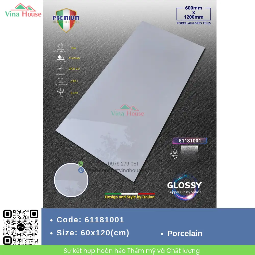 Gạch 60x120 APODIO 61181001 Bóng Vi Tinh