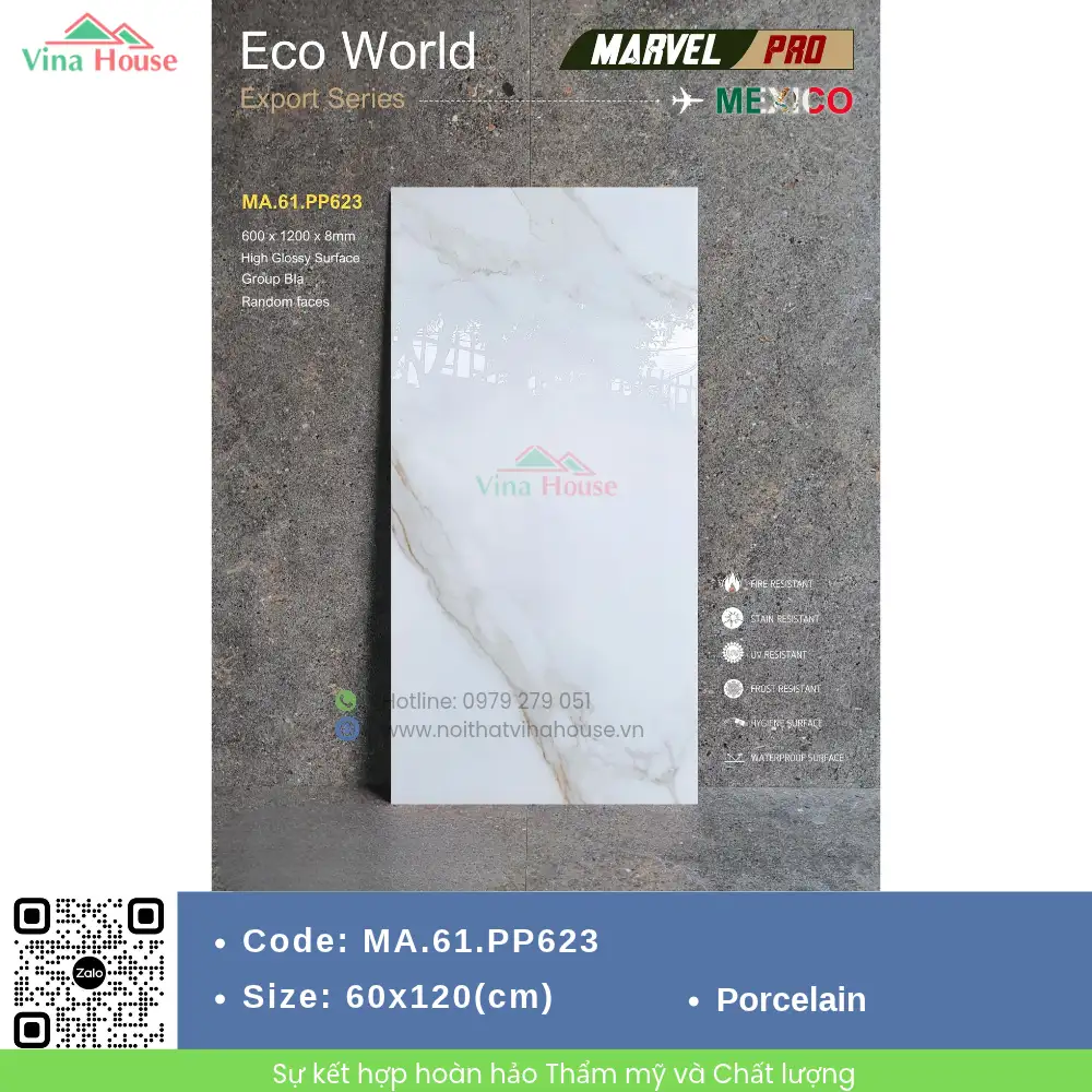 Gạch 60x120 APODIO MA.61.PP623 Bóng Vi Tinh