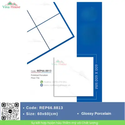 Gạch 60×60 Redstar REP66.8813 trắng vân mây