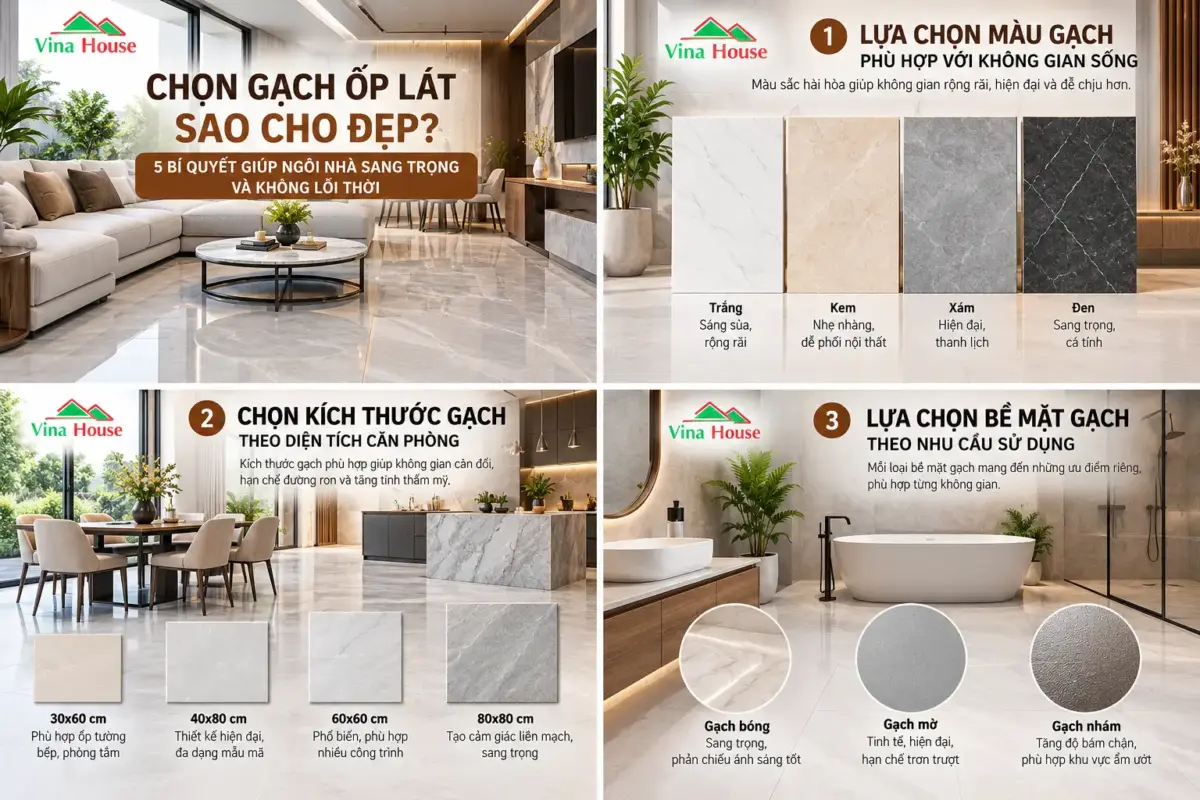 Chọn Gạch Ốp Lát Sao Cho Đẹp? 5 Bí Quyết Giúp Ngôi Nhà Sang Trọng Và Không Lỗi Thời