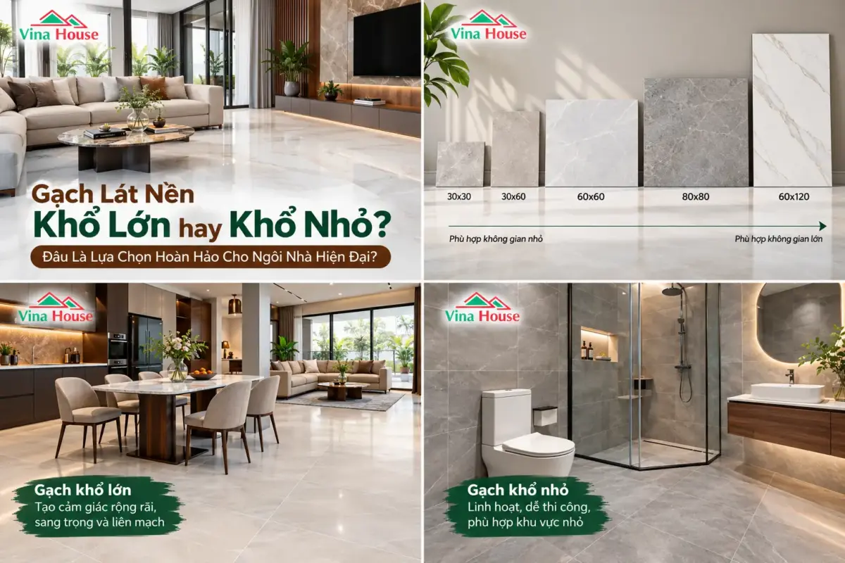Gạch Lát Nền Khổ Lớn Hay Khổ Nhỏ? Đâu Là Lựa Chọn Hoàn Hảo Cho Ngôi Nhà Hiện Đại?