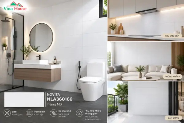Gạch 30×60 NOVITA NLA360166 Trắng Mờ