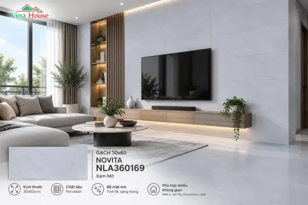 Gạch 30×60 NOVITA NLA360169 Xám Mờ