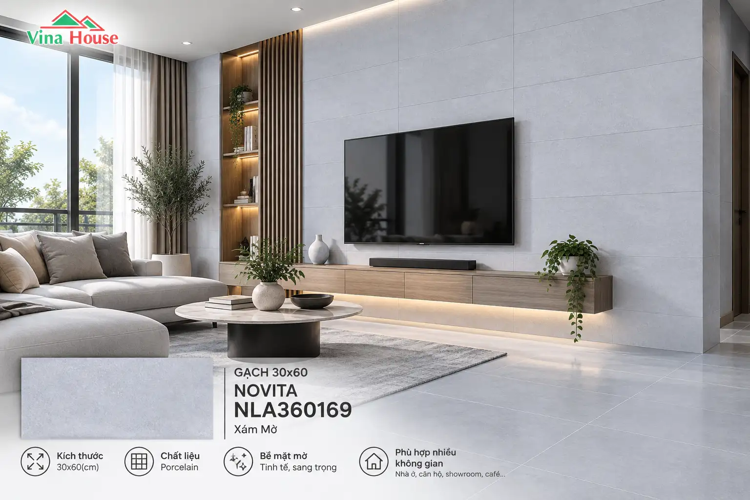 Gạch 30x60 NOVITA NLA360169 Xám Mờ Gạch 30x60 NOVITA NLA360169 Xám Mờ