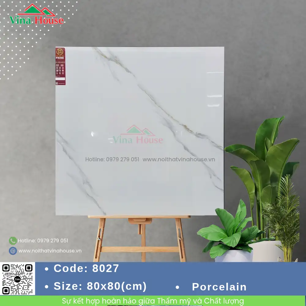 Gạch 80x80 Prime 8027 Trắng Bóng